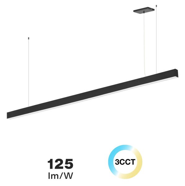 Lampada Lineare LED a Sospensione 65W 200cm nera con driver Philips