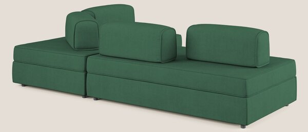 Liberty divano angolare con pouf estraibile e schienali movibili in te