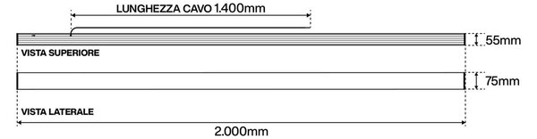 Lampada Lineare LED da Soffitto 65W 200cm Nera con driver Philips CCT