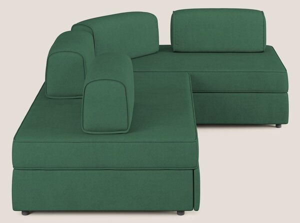Liberty divano angolare con pouf estraibile e schienali movibili in te