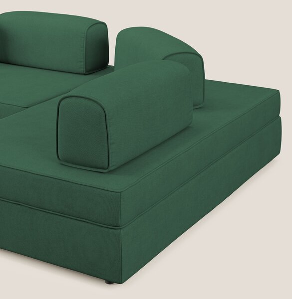 Liberty divano angolare con pouf estraibile e schienali movibili in te