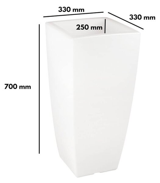 Vaso Illuminabile Quadrato 33x33xH70cm E27 Colore Bianco