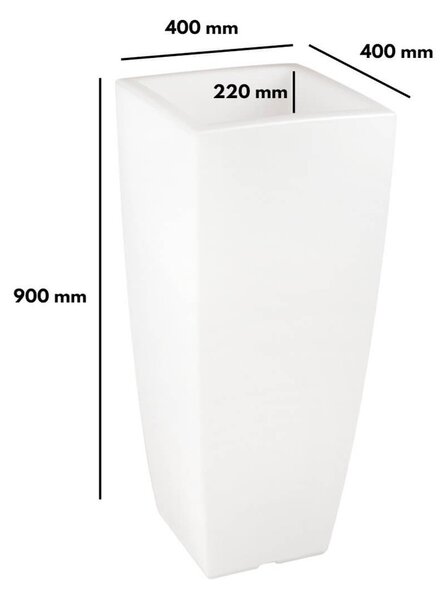 Vaso Illuminabile Quadrato 40x40xH90cm E27 Colore Bianco