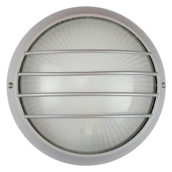 Plafoniera da Esterno E27 Grigia IP54 Ø258mm con Griglia Colore Grigio