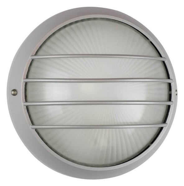 Plafoniera da Esterno E27 Grigia IP54 Ø258mm con Griglia Colore Grigio