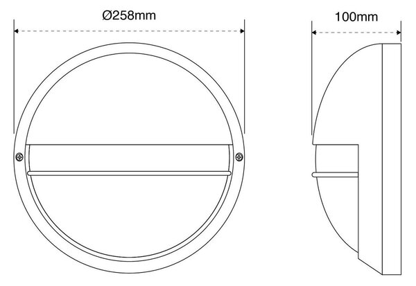 Plafoniera da Esterno E27 Grigia IP54 Ø258mm mod. Palpebra Colore Grigio
