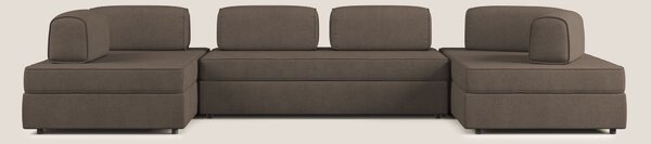 Liberty divano panoramico con pouf estraibile e schienali movibili in