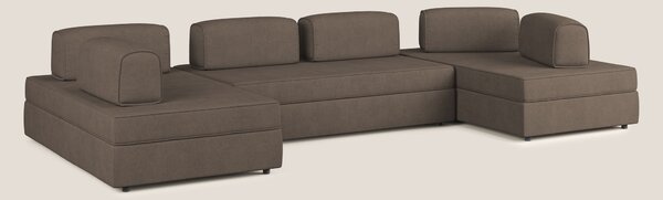 Liberty divano panoramico con pouf estraibile e schienali movibili in