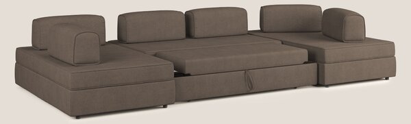 Liberty divano panoramico con pouf estraibile e schienali movibili in