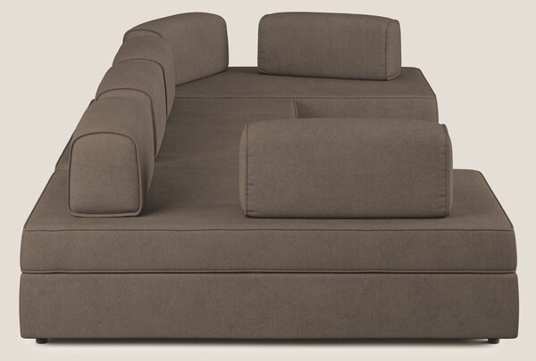 Liberty divano panoramico con pouf estraibile e schienali movibili in