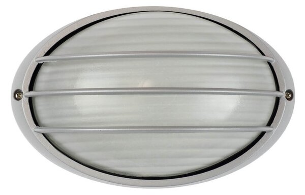 Plafoniera E27 IP54 Grigia 214x142mm con Griglia Colore Grigio