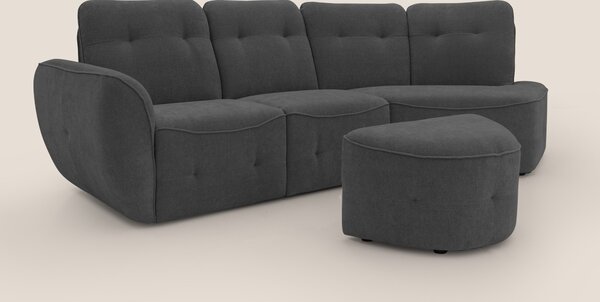 Cerbero divano angolare con pouf mobile in morbido bouclé impermeabile