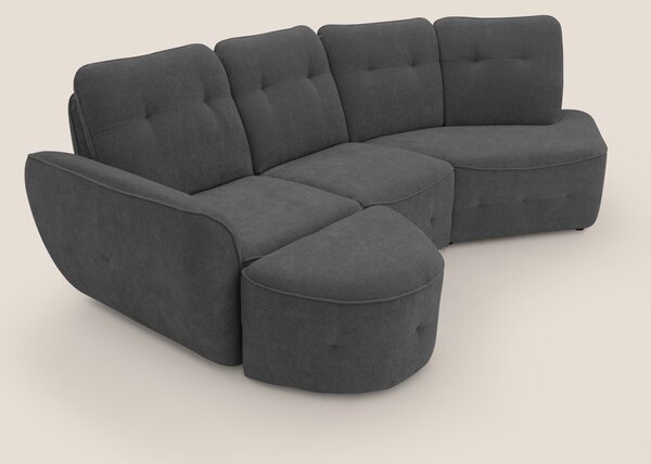 Cerbero divano angolare con pouf mobile in morbido bouclé impermeabile
