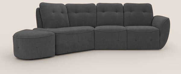 Cerbero divano angolare con pouf mobile in morbido bouclé impermeabile