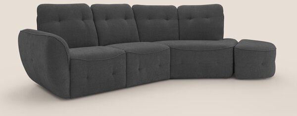 Cerbero divano angolare con pouf mobile in morbido bouclé impermeabile