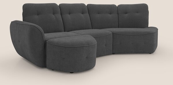 Cerbero divano angolare con pouf mobile in morbido bouclé impermeabile