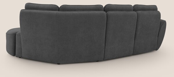 Cerbero divano angolare con pouf mobile in morbido bouclé impermeabile