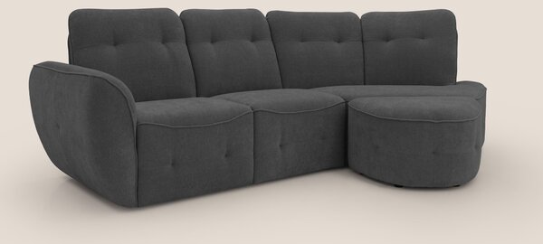 Cerbero divano angolare con pouf mobile in morbido bouclé impermeabile