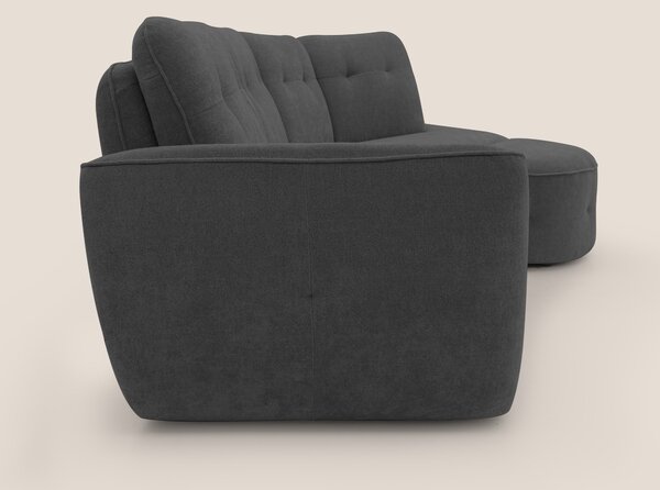 Cerbero divano angolare con pouf mobile in morbido bouclé impermeabile