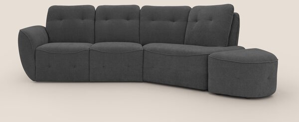 Cerbero divano angolare con pouf mobile in morbido bouclé impermeabile