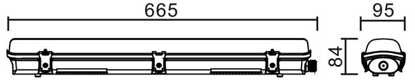 Plafoniera IP66 per 2 tubi LED 60cm - (Unilaterale) - Serie Professional