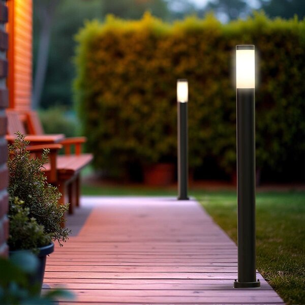 Paletto da Giardino 100cm acciaio inox NERO IK06 IP54 base E27
