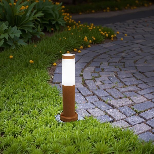Paletto da Giardino 40cm acciaio inox CORTEN IK06 IP54 base E27