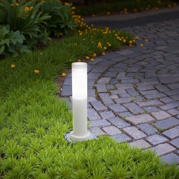 Paletto da Giardino 40cm acciaio inox BIANCO IK06 IP54 base E27