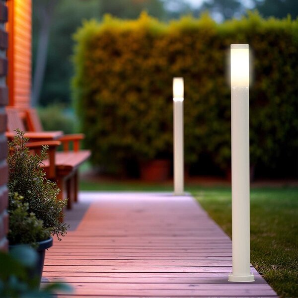 Paletto da Giardino 100cm acciaio inox BIANCO IK06 IP54 base E27