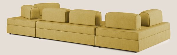 Liberty divano panoramico con pouf estraibile e schienali movibili in