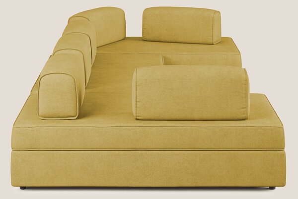 Liberty divano panoramico con pouf estraibile e schienali movibili in