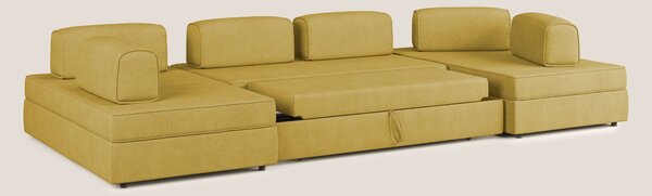 Liberty divano panoramico con pouf estraibile e schienali movibili in