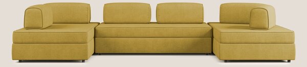 Liberty divano panoramico con pouf estraibile e schienali movibili in