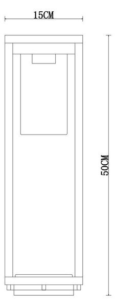 Paletto Lanterna NERO 50cm E27 - SERIE VIMO -