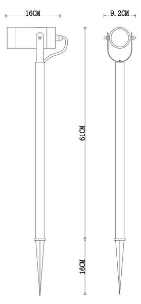 Faretto a Picchetto Acciaio Inox Orientabile GU10 IP54 Alt. 61cm