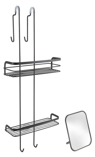 Mensola da bagno sospesa in acciaio nero opaco Lava - Metaltex