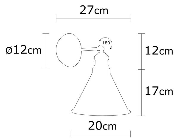 Lampada da parete nera/dorata ø 20 cm Tramino – Opviq lights