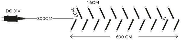 Catenaria Natalizia LED 9m 8 GIOCHI DI LUCE Cavo TRASPARENTE IP44 Colore Bianco Caldo 2200 - 2300 °K