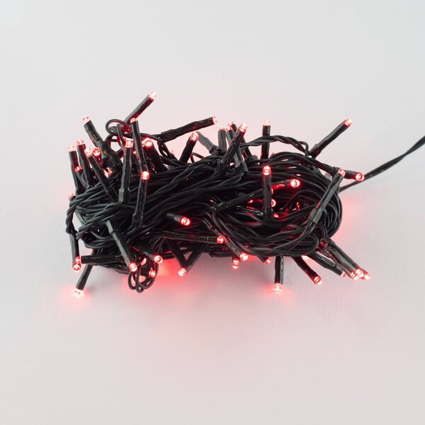 Catenaria Natalizia LED 8m 8 GIOCHI DI LUCE Cavo VERDE IP44 Luce ROSSO Colore Rosso 620 - 625 °K