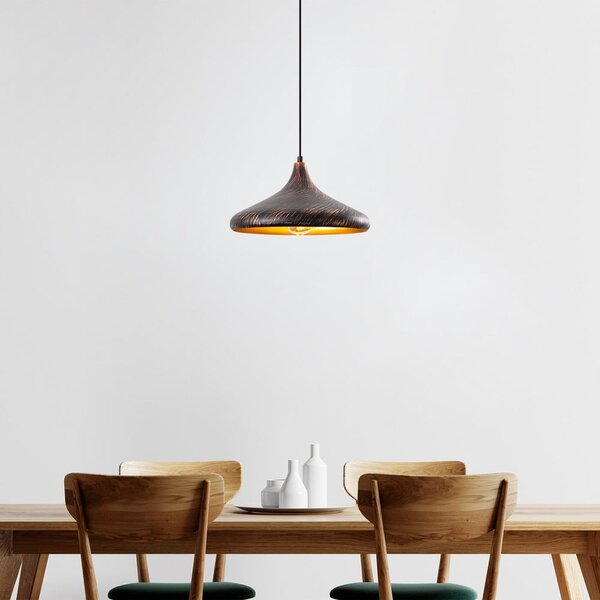 Lampadario nero/color rame con paralume in metallo ø 34 cm Barek – Opviq lights