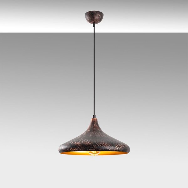 Lampadario nero/color rame con paralume in metallo ø 34 cm Barek – Opviq lights