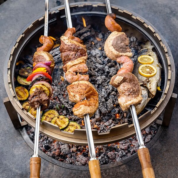 Griglia Rialzata per Barbecue per Spiedi Ø24x13,5 cm in Acciaio Inox