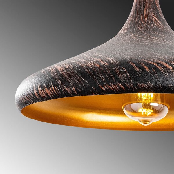 Lampadario nero/color rame con paralume in metallo ø 34 cm Barek – Opviq lights