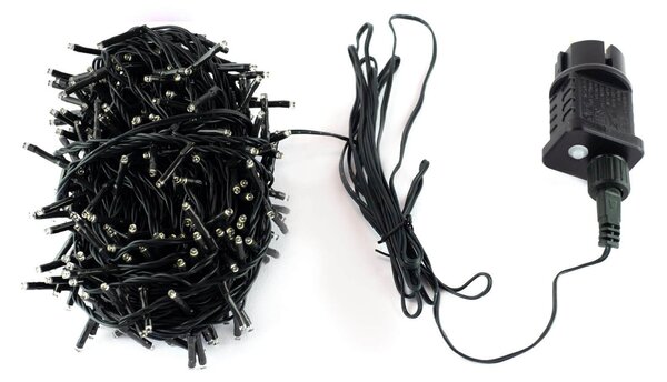 Catenaria Natalizia LED 18m 8 GIOCHI DI LUCE Cavo VERDE IP44 Colore Bianco Freddo 7500 - 8500 °K