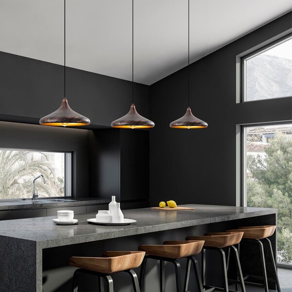 Lampadario nero/color rame con paralume in metallo ø 34 cm Barek – Opviq lights