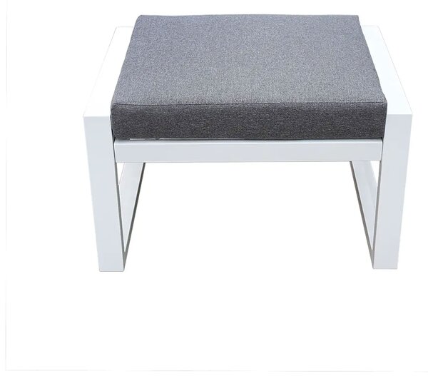 Pouf da Giardino Mikonos 67,5x53x45 cm in Alluminio e Tessuto Tecnico Grigio e Bianco