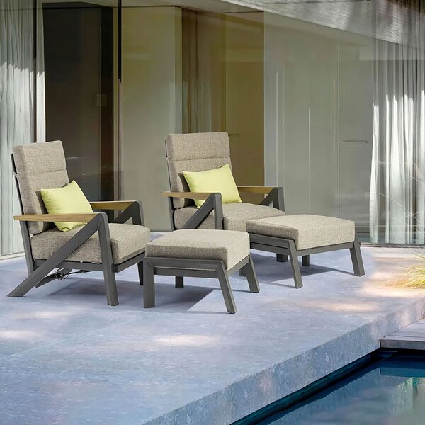 Pouf da Giardino Kea 77x63x34 cm in Alluminio e Tessuto Olefin Grigio