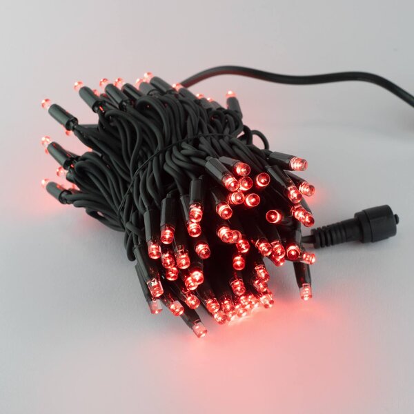 Catenaria Natalizia LED 11.6m IP65 Cavo VERDE Luce ROSSO Colore Rosso 620 - 625 °K