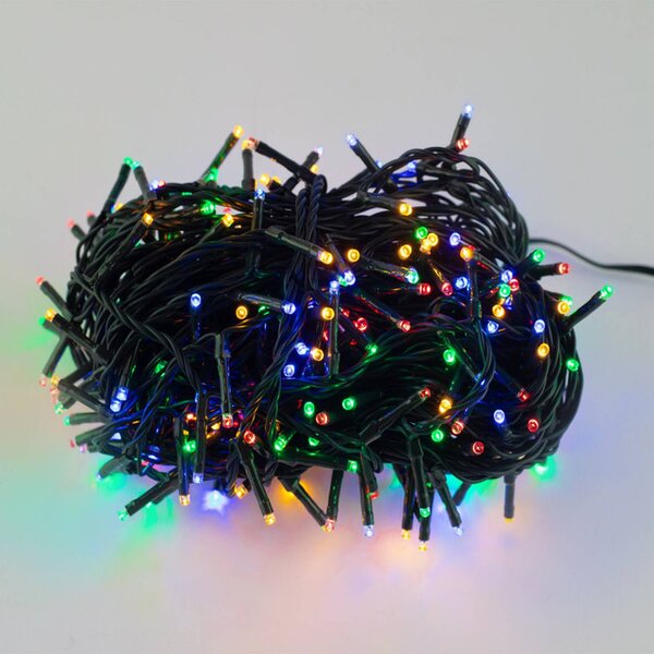 Catenaria Natalizia LED 8 GIOCHI DI LUCE 18m Cavo VERDE IP44 MULTICOLOR Colore Multicolor