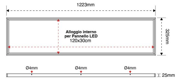 Cornice Incasso per Cartongesso Pannelli LED 120x30
